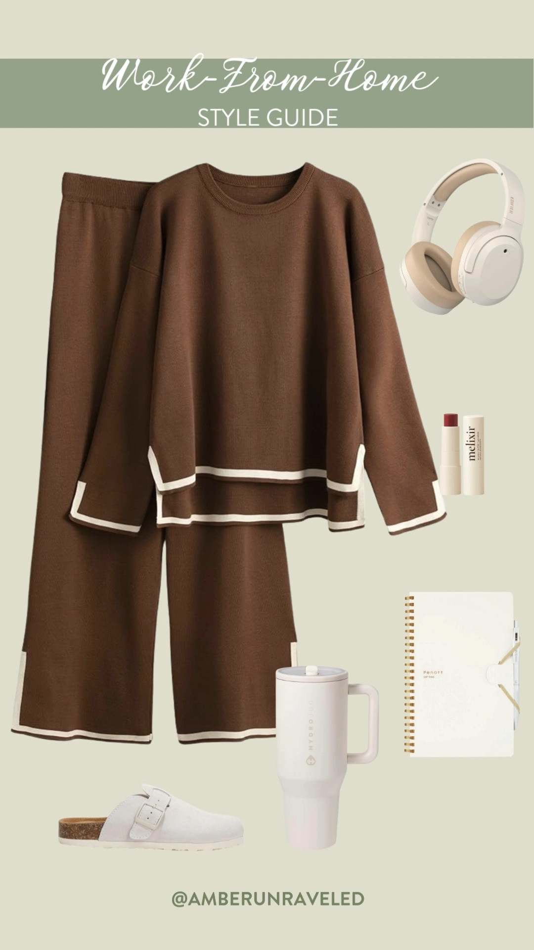 This brown knit set is the perfect blend of cozy and chic. Pair it with some comfy slippers, your favorite headphones, and a good notebook & pen, and you're ready to conquer your workday!
#WFHoutfit #loungewear #everydaylook #fashioninspo

#LTKU #LTKStyleTip #LTKSeasonal