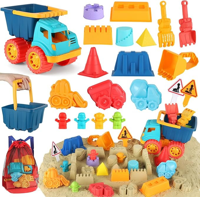 Beach Sand Toys, Large Dump Truck with Bucket, Sandbox Construction Toy Sand Castle Building Kit ... | Amazon (US)