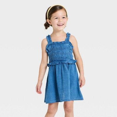 Toddler Girls' Gauze Dress - Cat & Jack™ Indigo 18M | Target