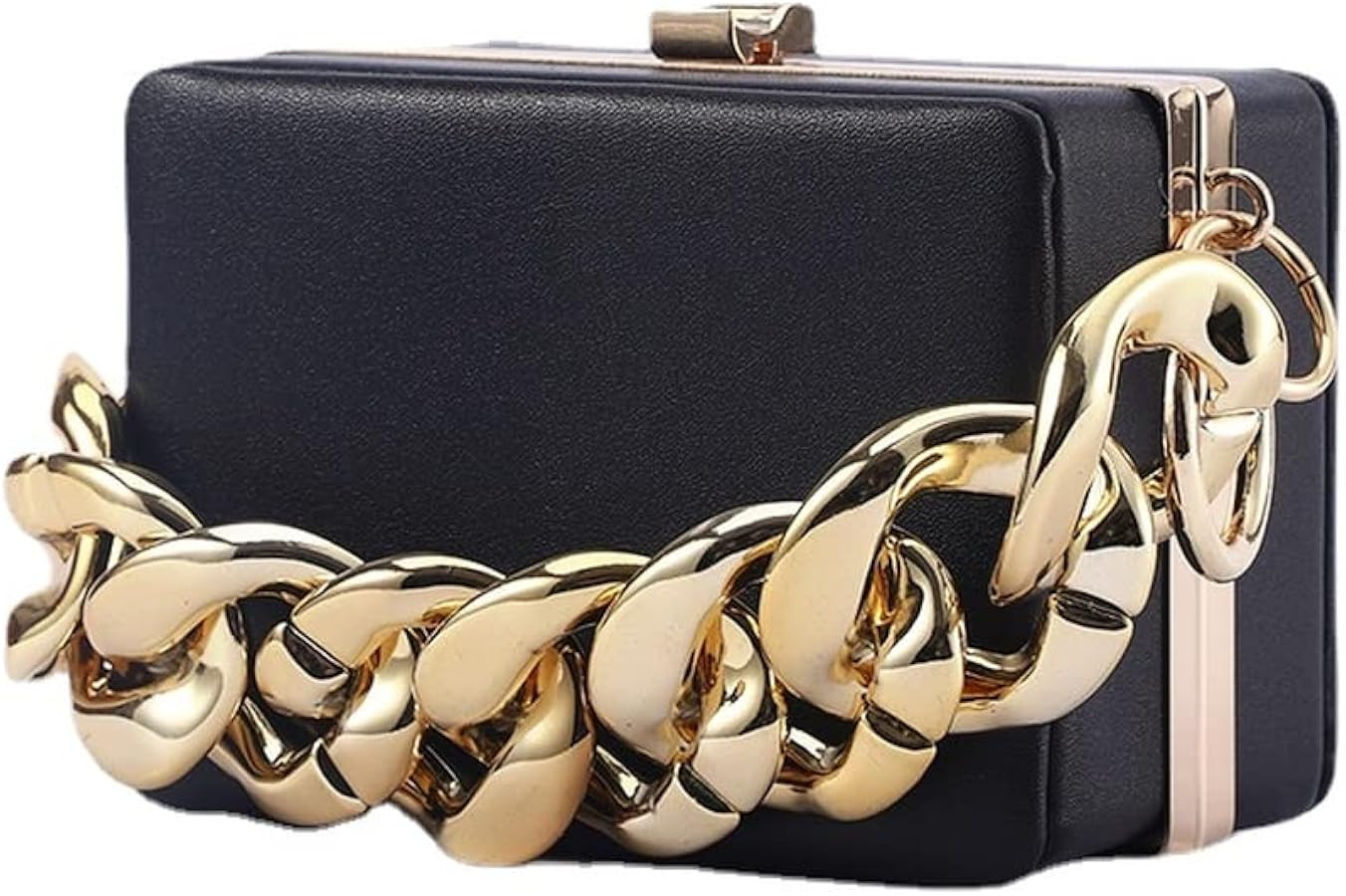 Womens Bag Handbag Metal Chains Purses Handbags Ladies Box Square Evening Clutch | Amazon (US)