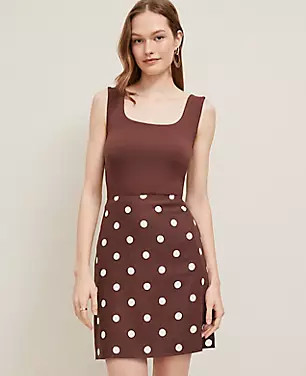 Dotted Linen Blend Mini Skirt | Ann Taylor