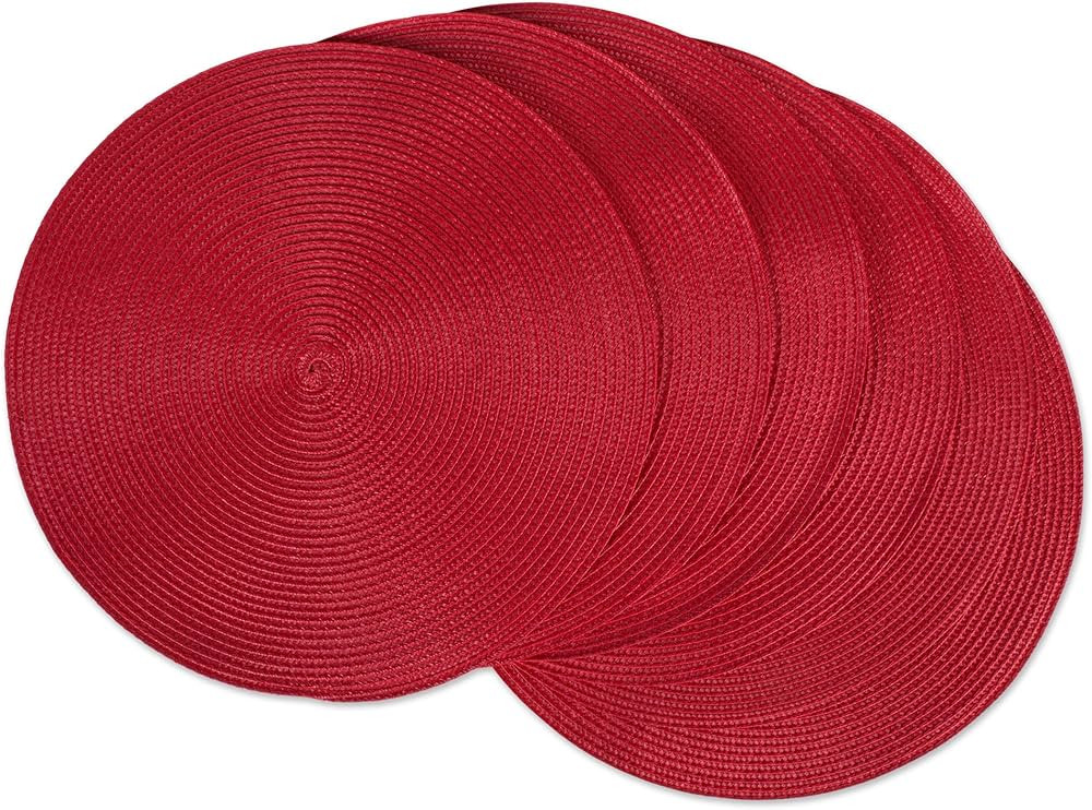 DII Classic Woven Tabletop Collection, Indoor/Outdoor Placemat Set, Round, 15" Diameter, Tango Re... | Amazon (US)