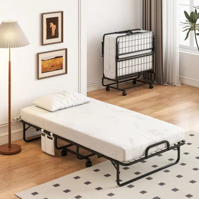 75'' x 38'' Twin Size Folding Bed Rollaway Guest Bed w/ 5 inch Mattress & Pillow | Wayfair North America
