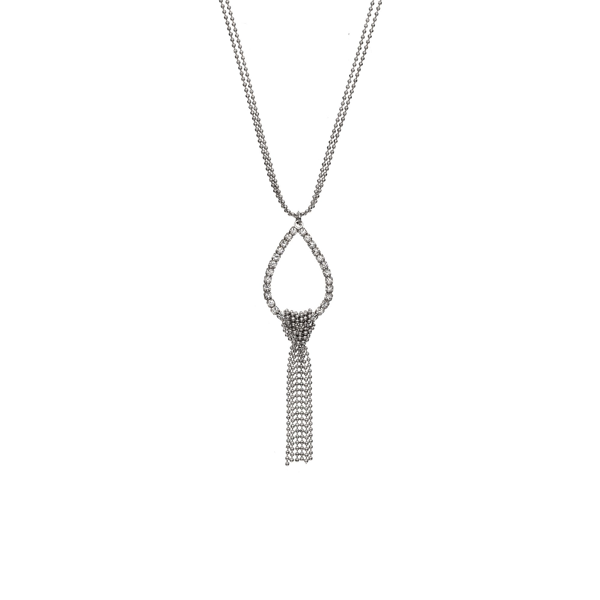X & O Rhodium Plated Teardrop Fringe Crystal Pendant Necklaces | Walmart (US)
