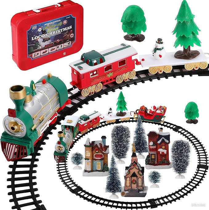 Thyle 10 Pcs Mini Christmas Village Train Decoration Include 1 Christmas Train Set, 3 Resin Villa... | Amazon (US)