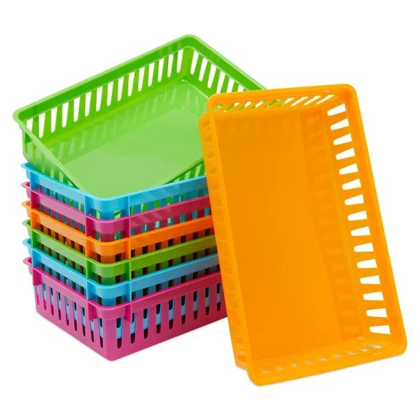8-Pack Colorful Small Plastic Basket Bins for Organizing Shelves and Desks, Arts and Crafts Conta... | Walmart (US)