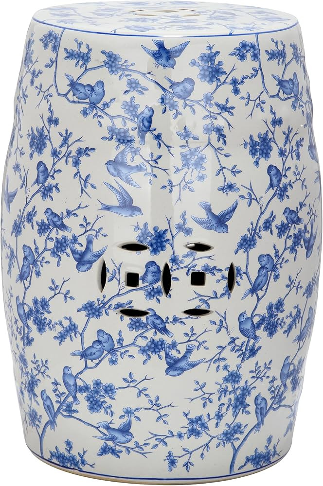 SAFAVIEH ACS4514A Blue Birds Ceramic Decorative Garden Stool | Amazon (US)