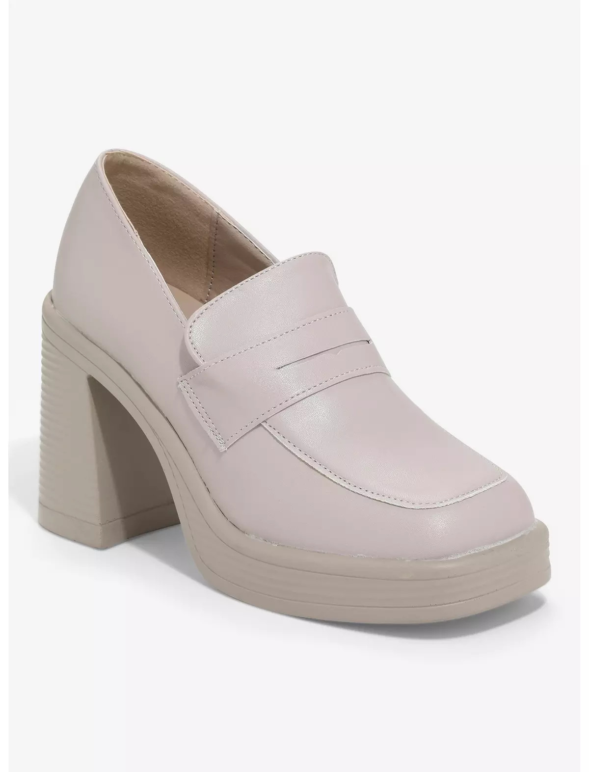 Yoki Nude Chunky Loafer Heels | Hot Topic