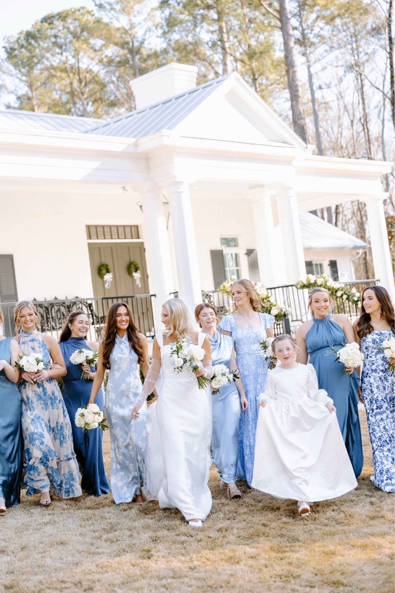 Mismatched light blue, dark blue, & blue floral bridesmaid’s dresses!

#LTKWedding