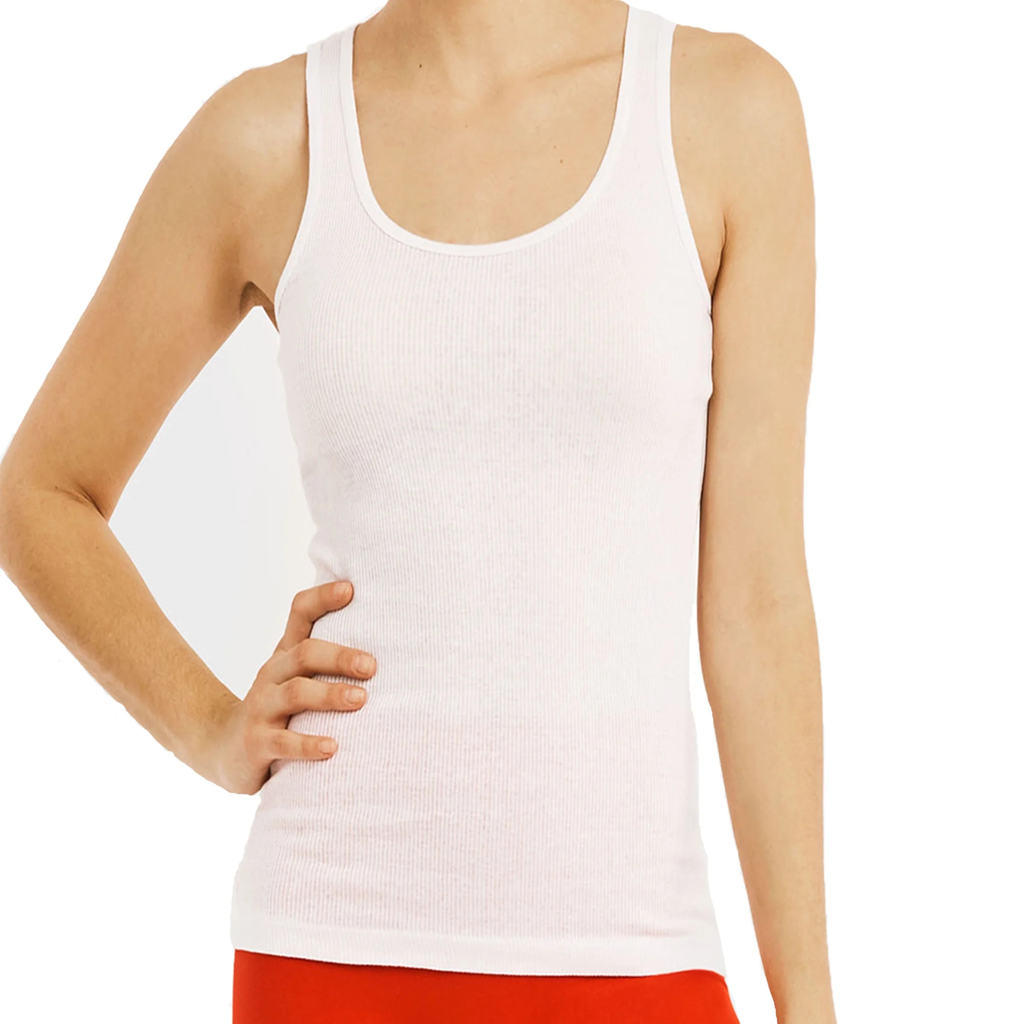 LAVRA Women's Tank Top Cotton Ribbed-Large-White | Walmart (US)