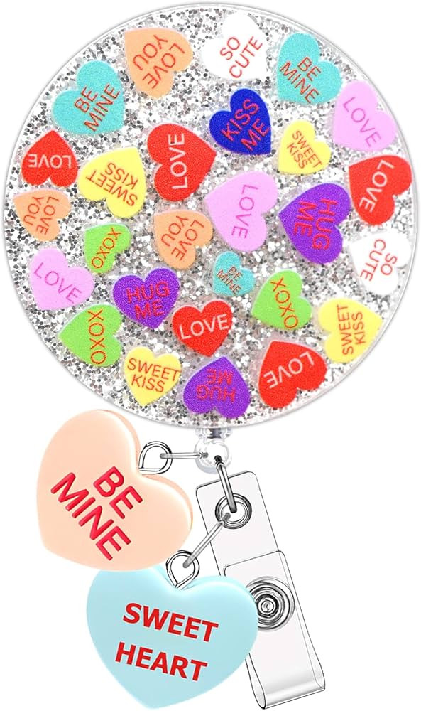Valentine's Badge Reel Retractable Badge Holder Conversation Heart Badge Reel for Students Nurses... | Amazon (US)