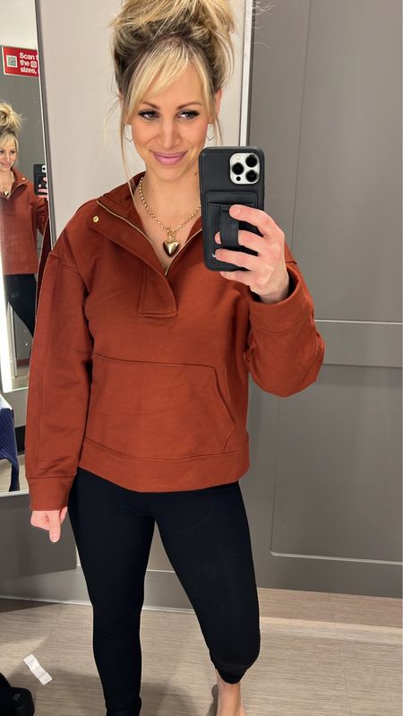 Target half  zip pullover sweatshirt. I love this too. I also have it in cream. Lots of color options. I’m wearing size Medium. 

#LTKfit #LTKFind #LTKunder50