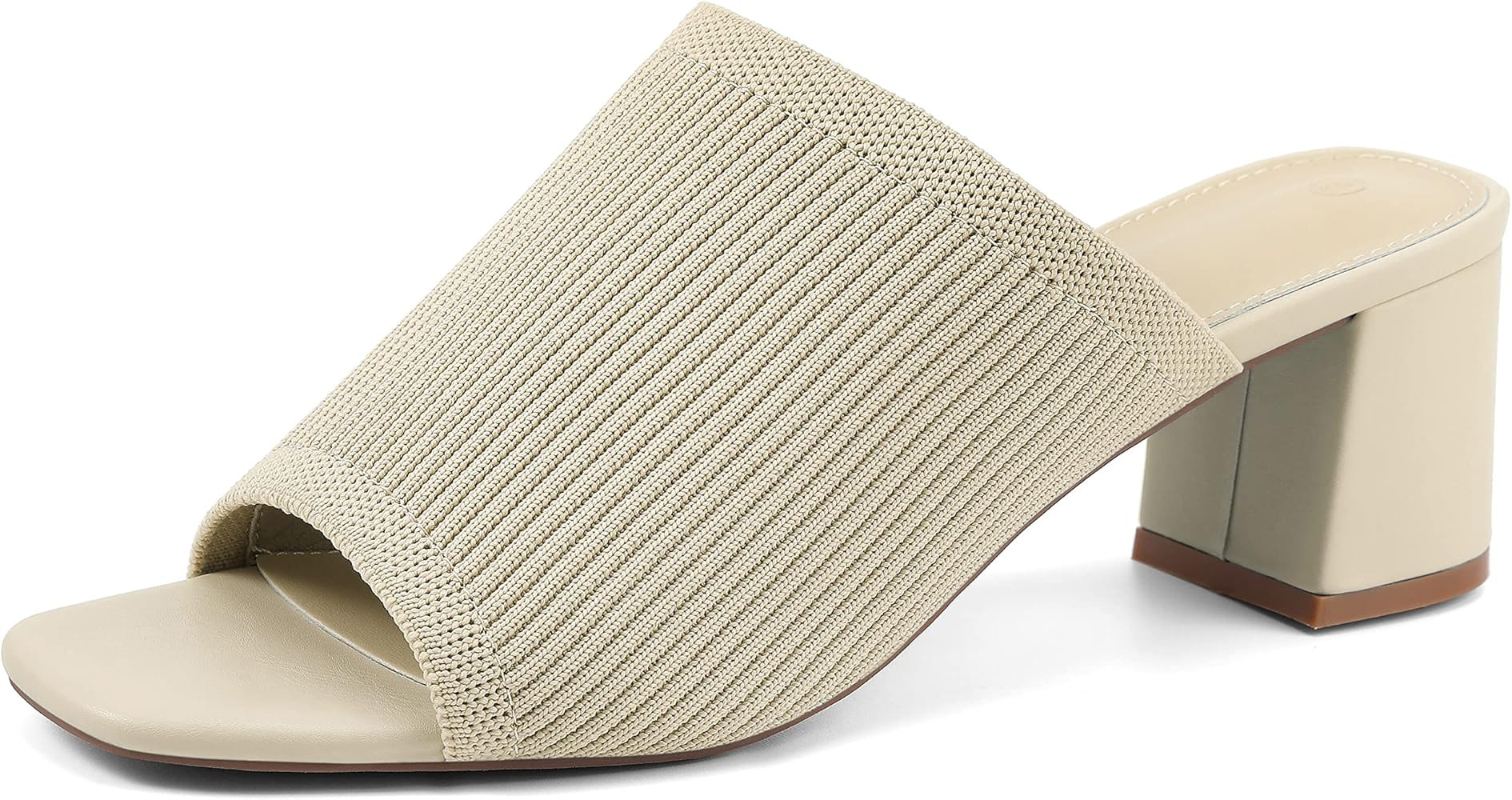 Rilista Women's Open Toe Heeled Mules Block Heels Sandals Knit Chunky Square Heels Slip On Breath... | Amazon (US)