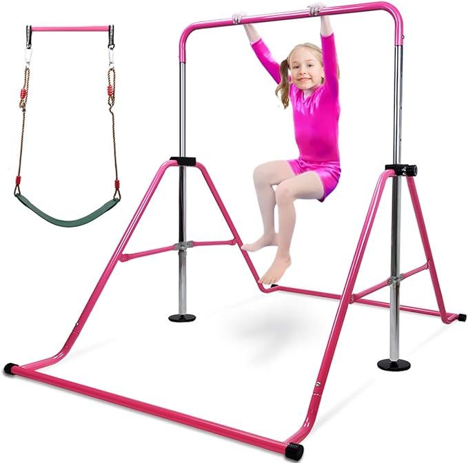 Gymnastics Bar for Kids with Swing Seat Set, Adjustable Height Folding Gymnastic Junior Training ... | Amazon (US)