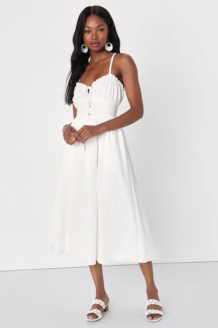 Portofino Perfection White Lace-Up Backless Midi Dress | Lulus (US)