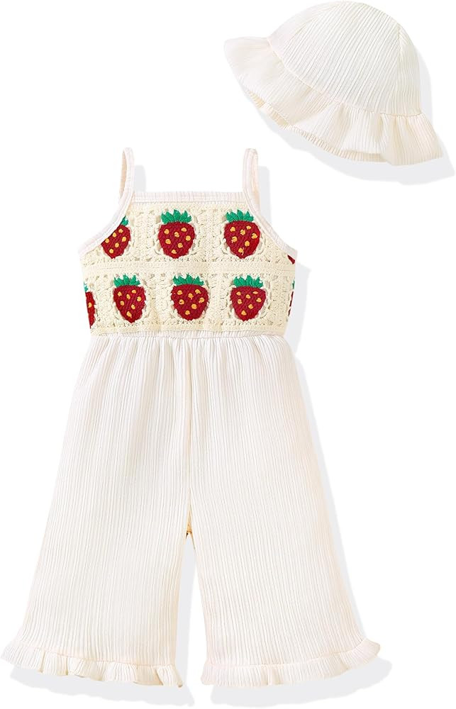 XUANHAO Baby Girl Romper Infant Baby Clothes With Hat,Summer Crochet Ruffle One-Piece Tddler Girl... | Amazon (US)