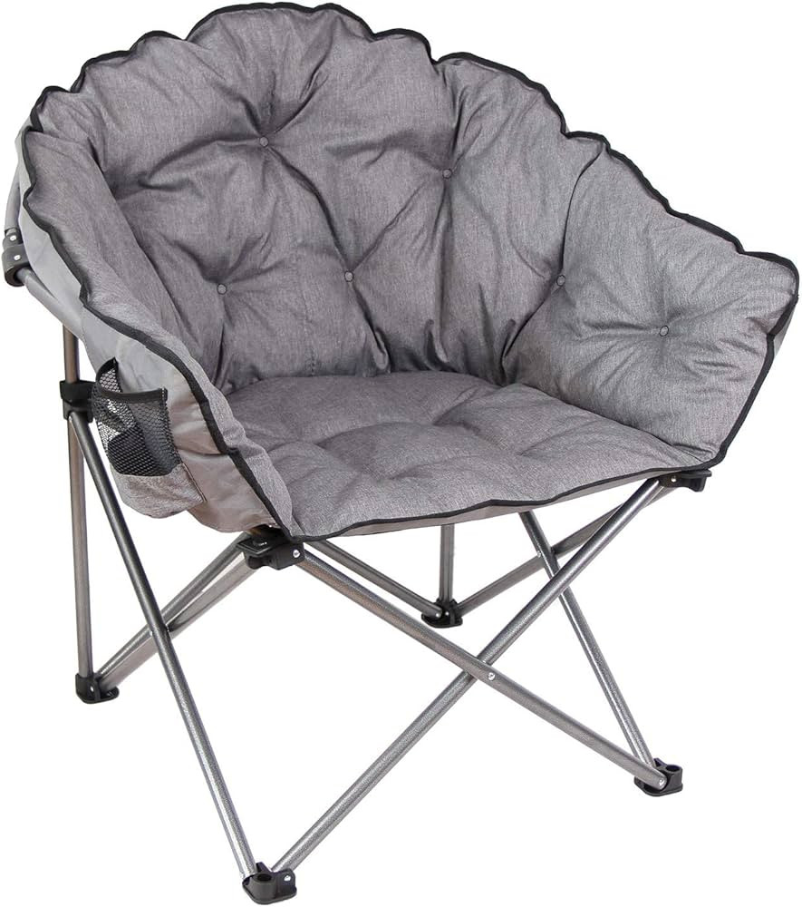 MacSports C932S-129 Padded Cushion Outdoor Folding Lounge Patio Club Chair, Gray | Amazon (US)