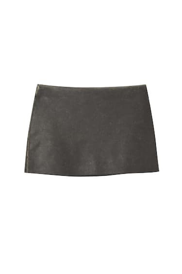 DISTRESSED FAUX LEATHER MINI SKIRT | PULL and BEAR UK