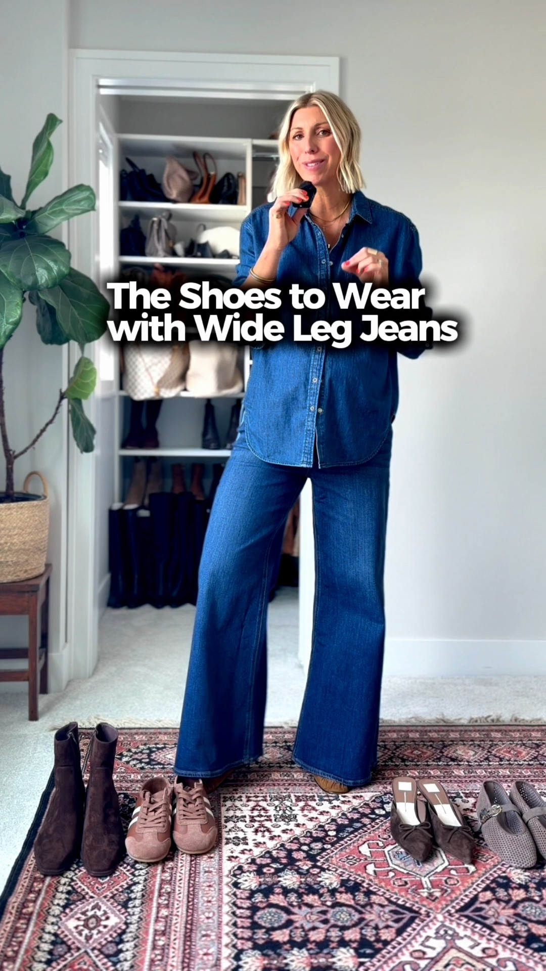 The jeans that make every shoe in your closet look better. 🤎

If you’ve ever wondered what shoes actually work with wide-leg jeans, the answer starts with the right pair of jeans.

This dark wash pair has the perfect length and drape, making it easy to style with loafers, ballet flats, sleek sneakers, fitted boots + endless outfit combinations. 
Shop everything below

I’m 5’10” (29 weeks pregnant) and wearing a size 31 in these mid-rise jeans- they have just the right  amount of stretch 👏🏻
Wearing a medium in the denim shirt

#LTKmomlife #LTKOver40 #LTKSaleAlert