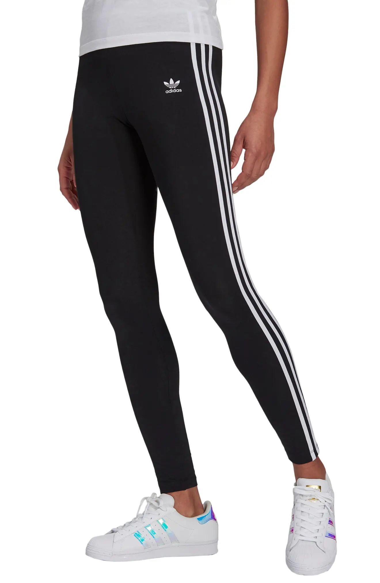 adidas Originals Classic 3-Stripes Tights in Black at Nordstrom, Size Small | Nordstrom