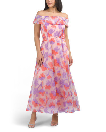 Organza Off The Shoulder Maxi Dress for Women | Polyester/Nylon | Marshalls