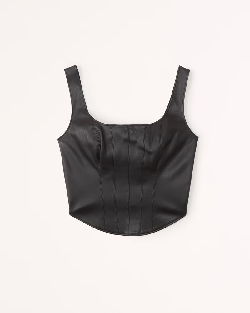 Vegan Leather Corset Scoopneck Top | Abercrombie & Fitch (US)