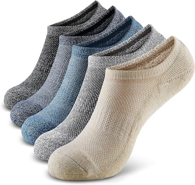 MONFOOT Men's/Women's 5 Pairs Cushion No Show Non slip Socks, Multipack | Amazon (US)