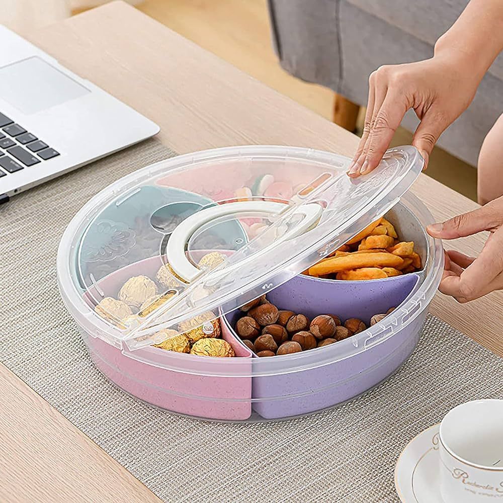 Candy Server,Serving Containers with Lids 5 Compartment Snack Tray Round Plastic Appetizer Trays ... | Amazon (CA)