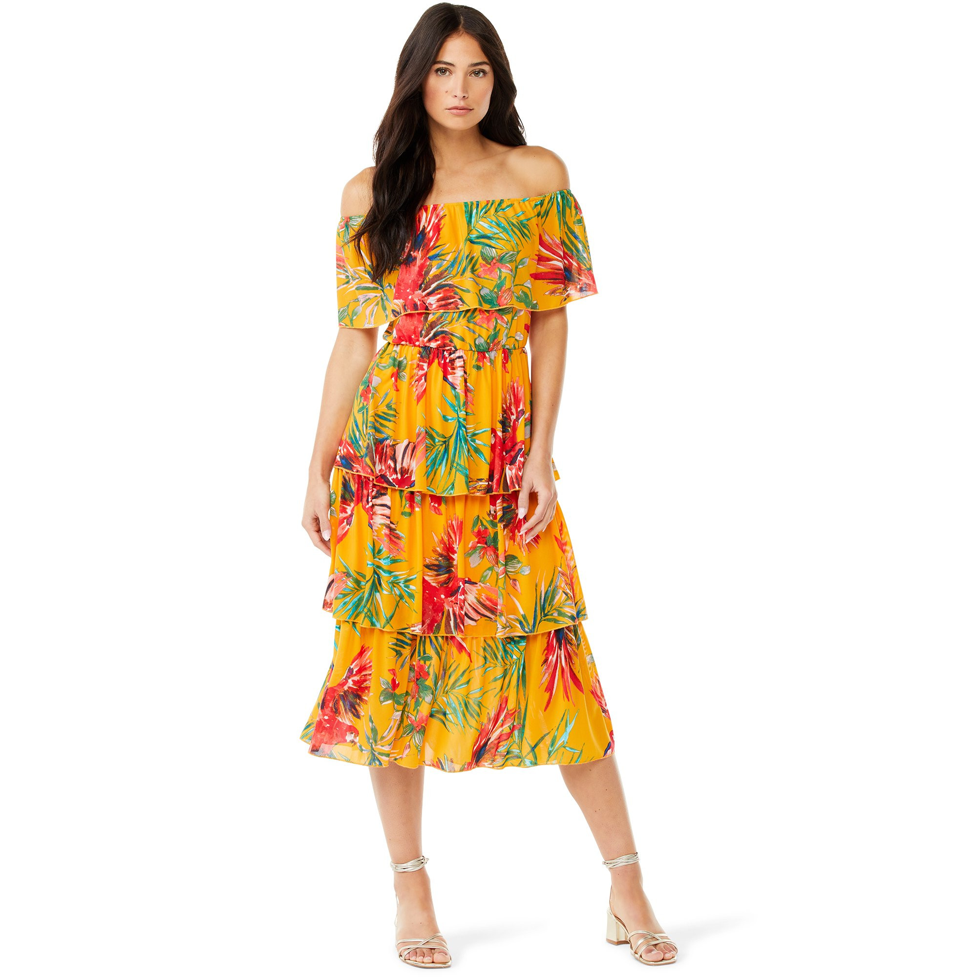 Sofia Jeans by Sofia Vergara Women's Off-The-Shoulder Tiered Maxi Dress | Walmart (US)