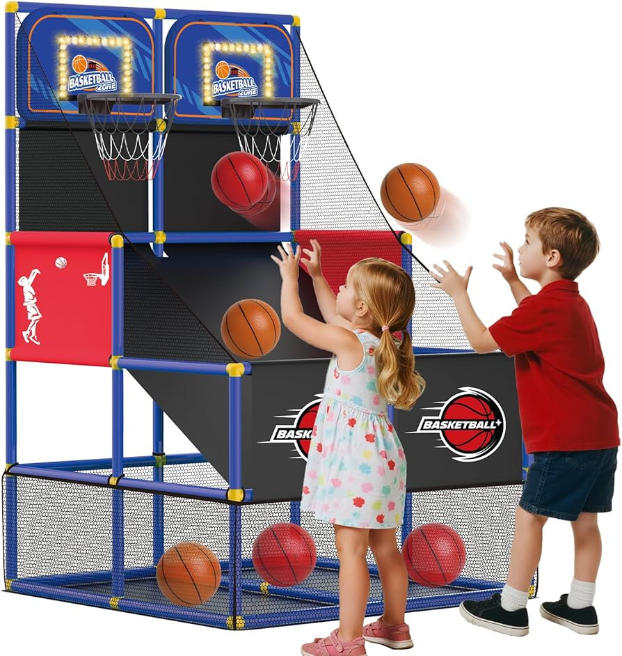Upgrade Dual Basketball Arcade Game Kids Electronic Basketball Hoop with Electronic Scoreboard LE... | Amazon (US)
