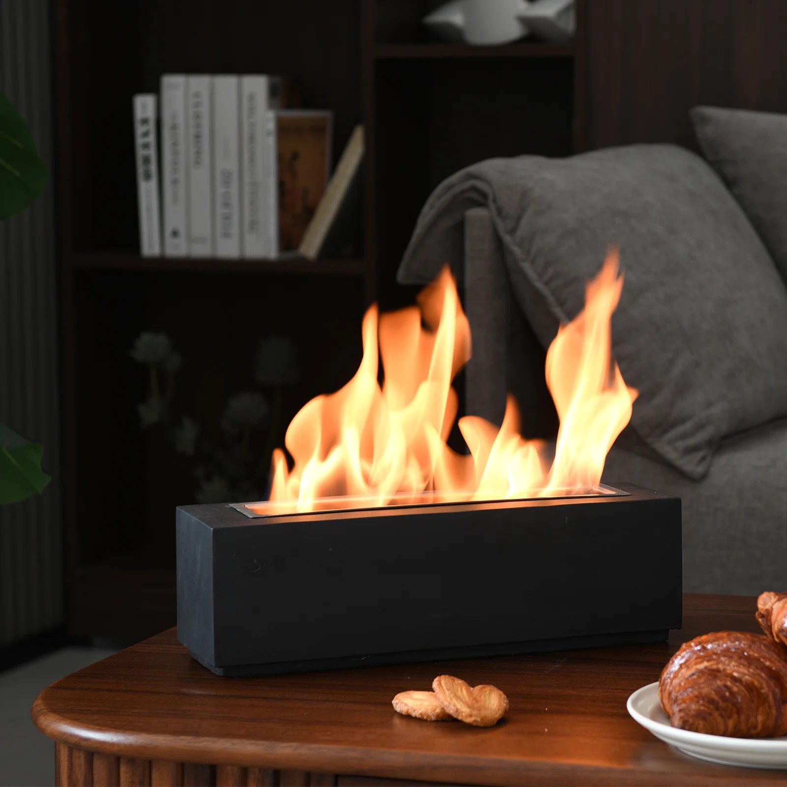 Large Rectangle Tabletop Firepit Concrete Tabletop Fireplace | Wayfair North America