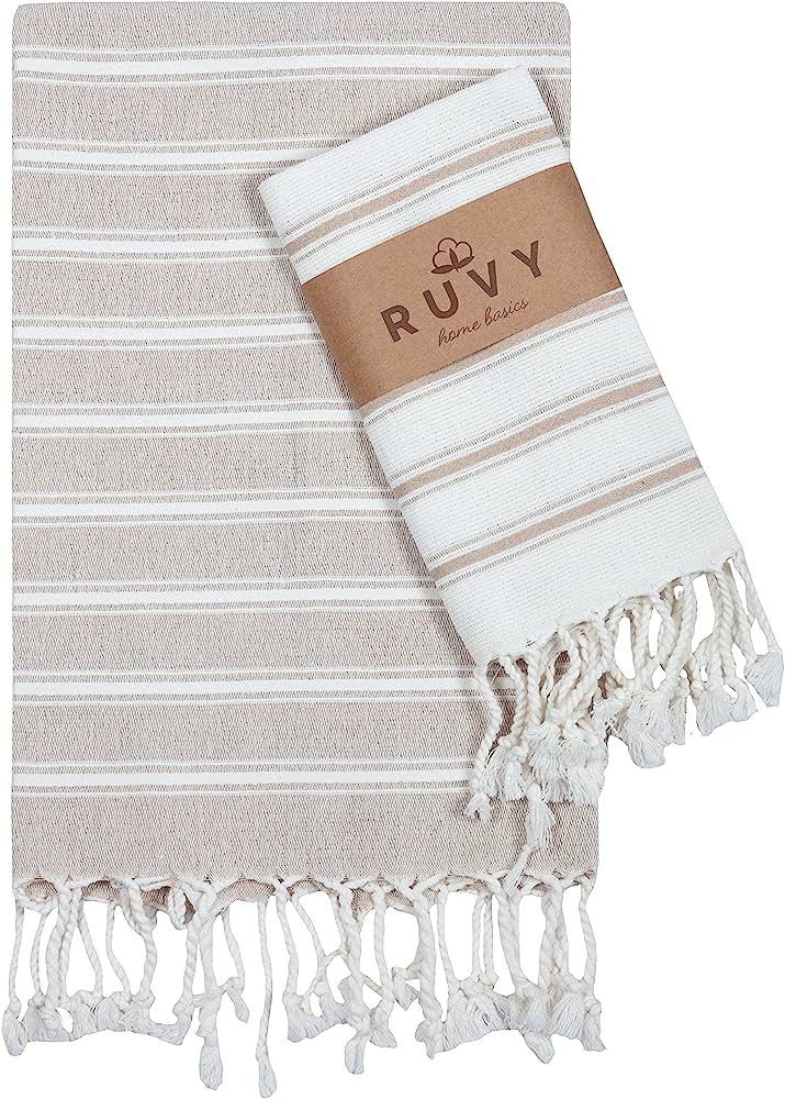 Ruvy Home Basics Turkish Hand Towels for Bathroom Set of 2 | 18"x40", Cotton | Bathroom Hand Towe... | Amazon (US)