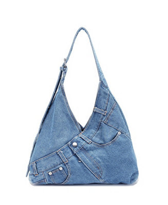 Women's Juno Hobo Bag Slouchy Shoulder Bag Washed Jean Patchwork Tote Casual Everyday Crossbody S... | Macy's