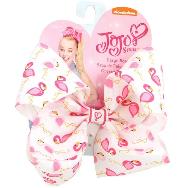 JoJo Siwa Hair Bow, White with Pink Flamingo | Walmart (US)