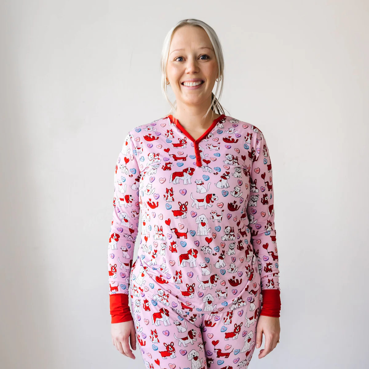Pink Furever Valentines Women's Bamboo Viscose Pajama Top | Little Sleepies
