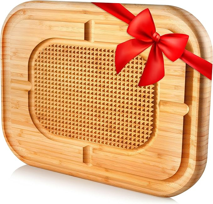 Cutting Board for Meat - Bamboo Butcher Block with Juice Groove - Large Wooden Kitchen Cutting Bo... | Amazon (US)
