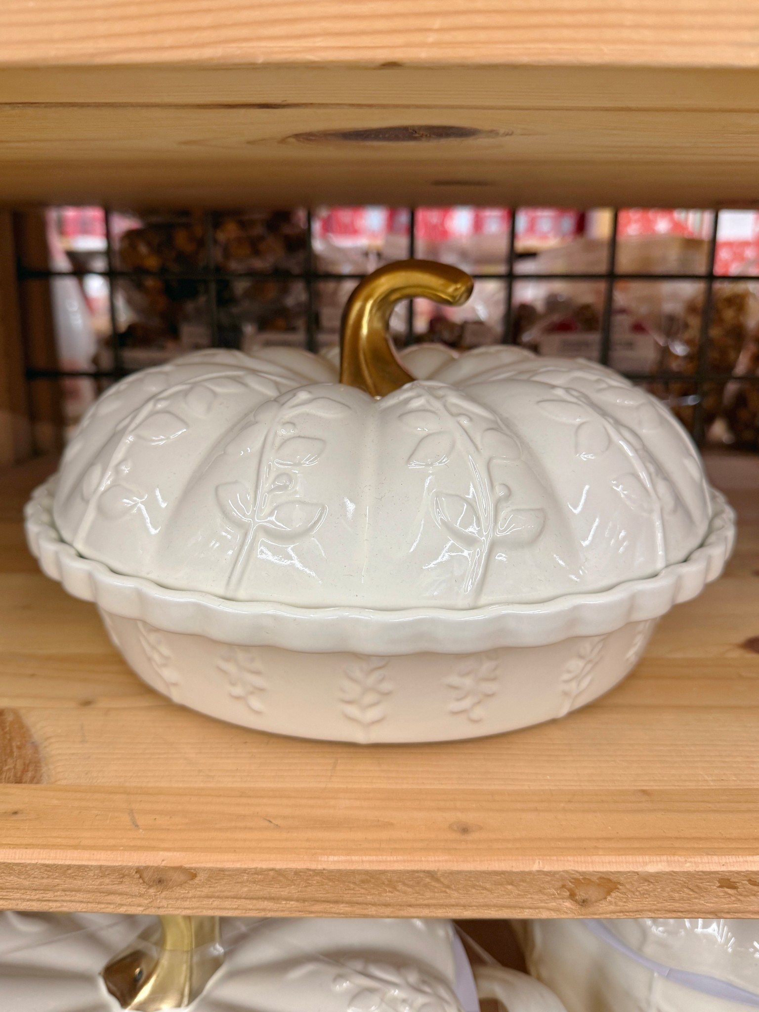 This pumpkin-shaped pie dish is the prettiest addition to any fall or Thanksgiving table! 🥧✨ The glossy off-white stoneware, embossed botanical lid, and gold stem handle make it look so elevated — but it’s super practical too with its deep capacity for all your favorite holiday bakes. Such a gorgeous way to serve pies, quiches, or warm desserts straight from the oven. Comes in a smaller size as well! Linked both plus more cozy bakeware finds. 🎃🤍🍂 #ThanksgivingInspo #WorldMarketFinds #KitchenDecor

#LTKGiftGuide #LTKHome #LTKHoliday