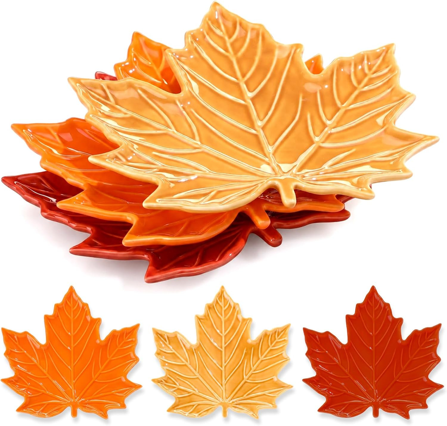 3 Pcs Fall Maple Leaf Ceramic Spoon Rest for Stove Top | Amazon (US)