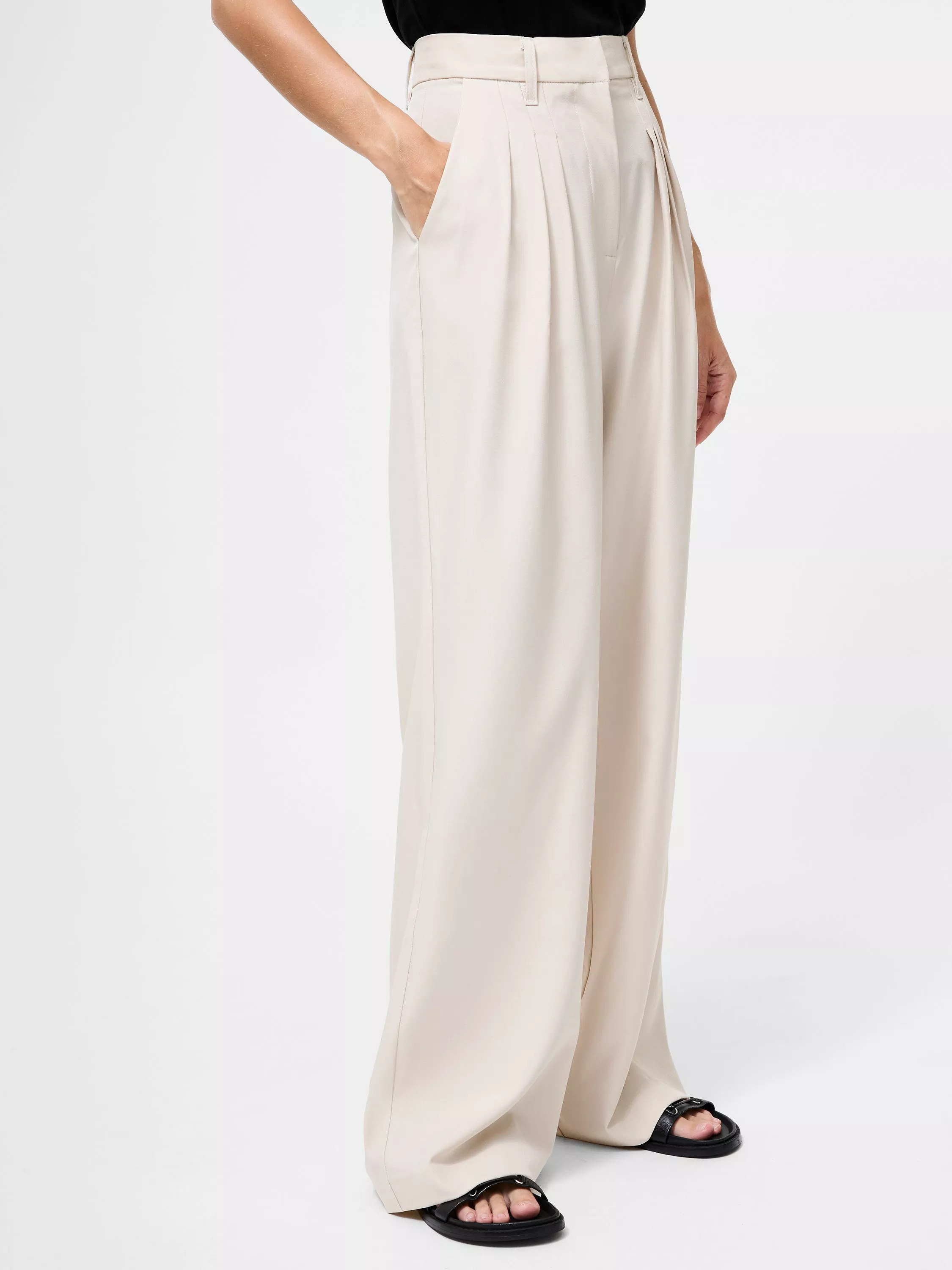 French Connection Imola Tailored Triple Pleat Wide Leg Trousers | John Lewis (UK)