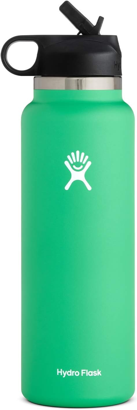 Hydro Flask Water Bottle - Wide Mouth Straw Lid 2.0 - 40 oz, Spearmint | Amazon (US)