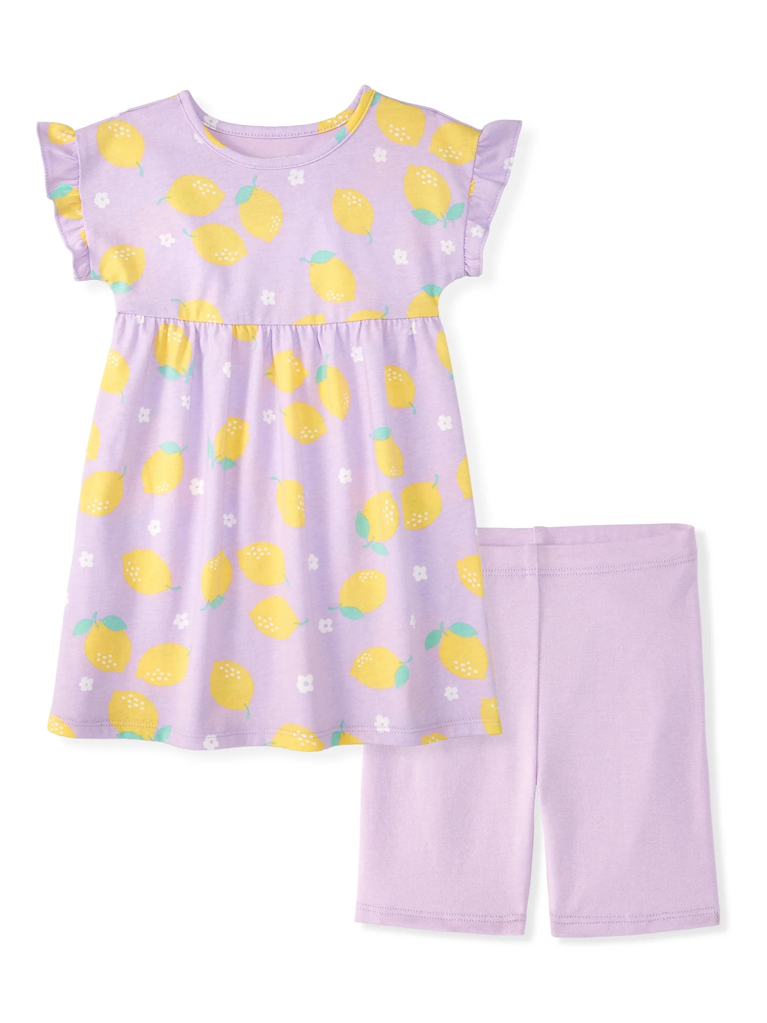 Garanimals Newborn Baby Girl Cotton 2-Piece Set, Short-Sleeve Dress & Biker Shorts, 0M–12M | Walmart (US)