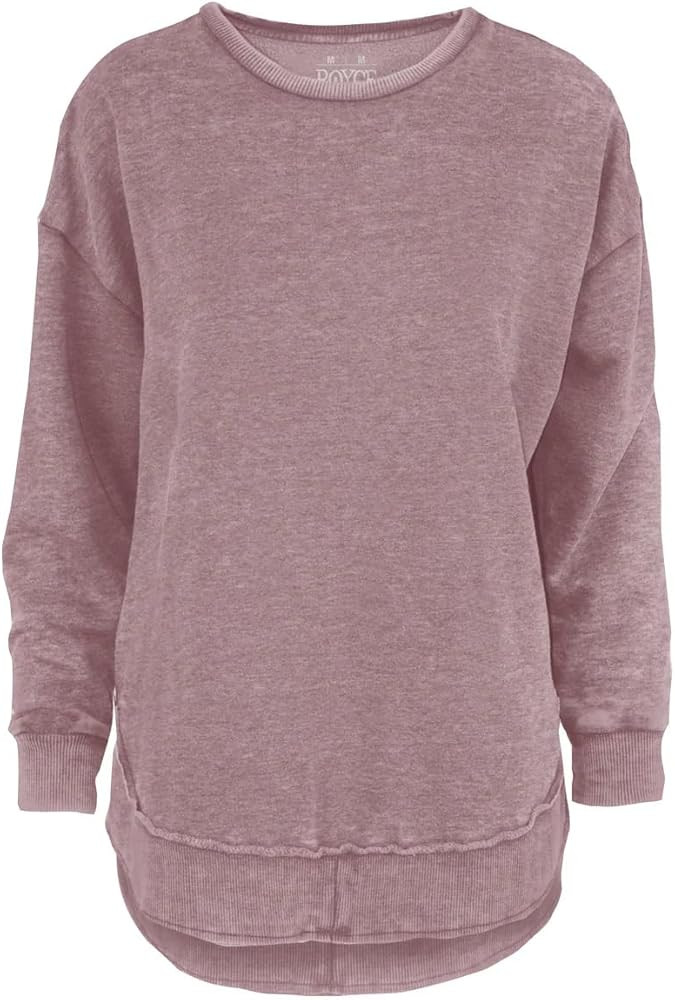 Melange Poncho Fleece: Long Sleeve Crew Neck Hi-Lo Round Bottom, Mauve, 2X | Amazon (US)
