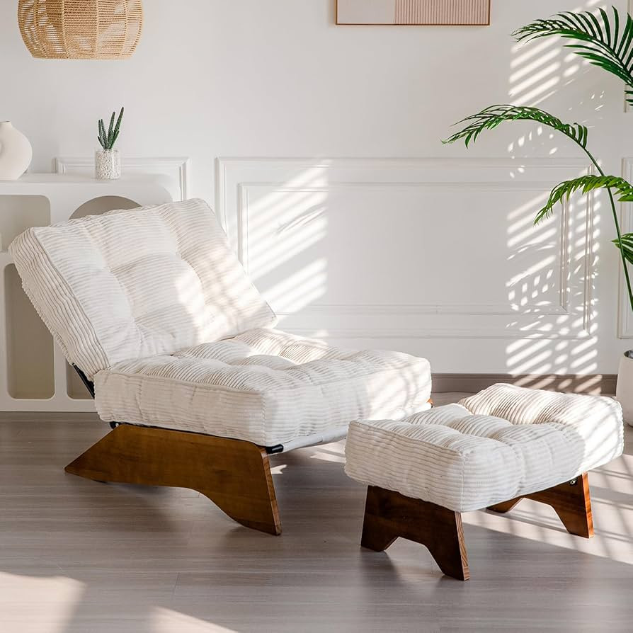 MAXYOYO Accent Chair with Ottoman Adjustable Backrest, Tufted Living Room Chair Upholstered Loung... | Amazon (US)