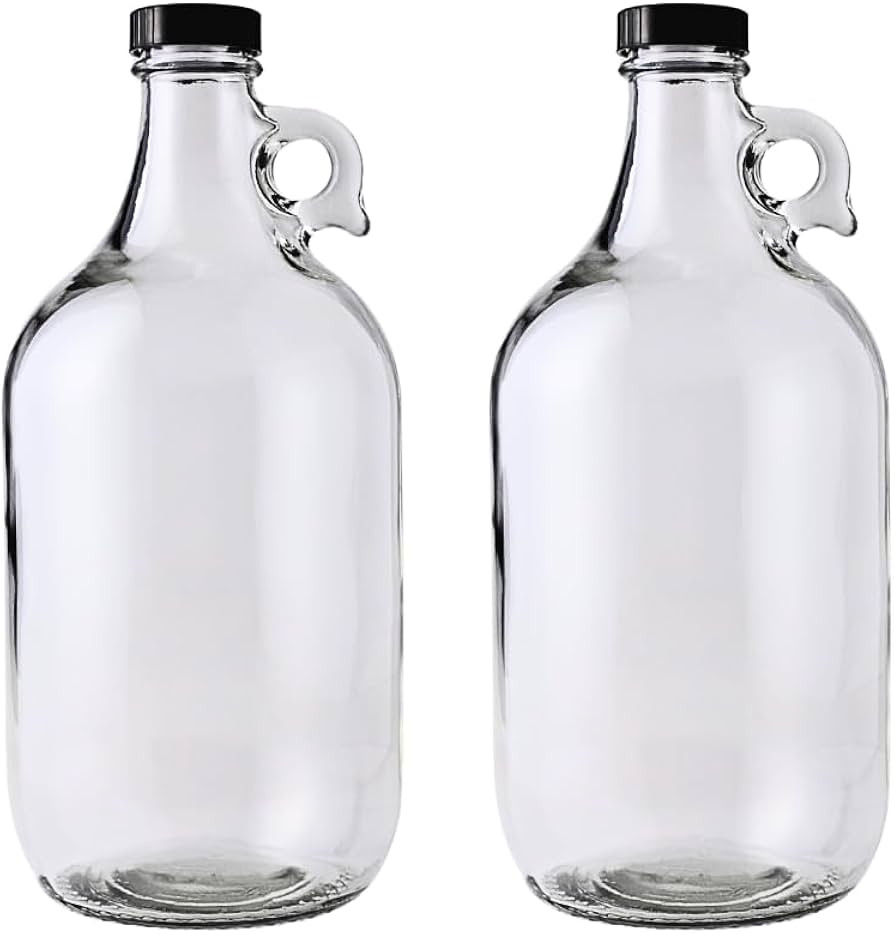 True Fabrications Jug-1/2-2 (64oz) Jugs, Clear with 2 Black Polyseal Caps | Amazon (US)