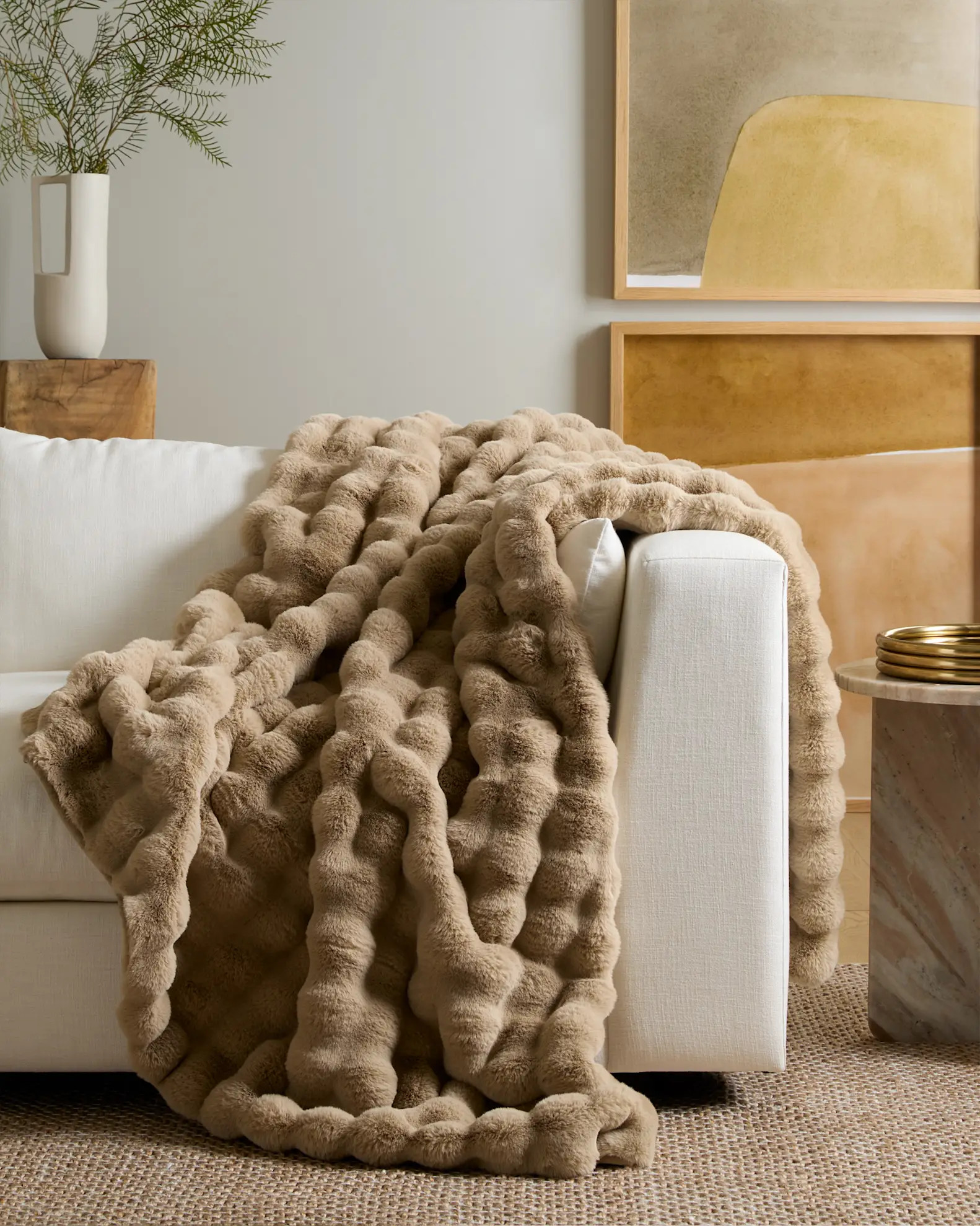 Ruched Faux Fur Throw | Quince