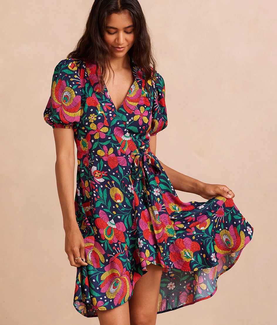 The Silky Luxe Puff Sleeve Beach to Brunch Wrap Dress 
            | 
              
            ... | SummerSalt