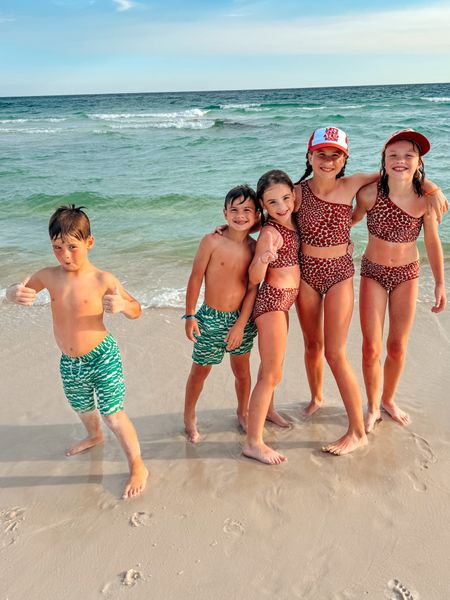 kid matching family swim on sale! true to size, twins are in size 11/12 and baker in size 9/10. brady in size 7 and baylor in size 6 for the trunks  

#LTKSwim #LTKKids #LTKFamily