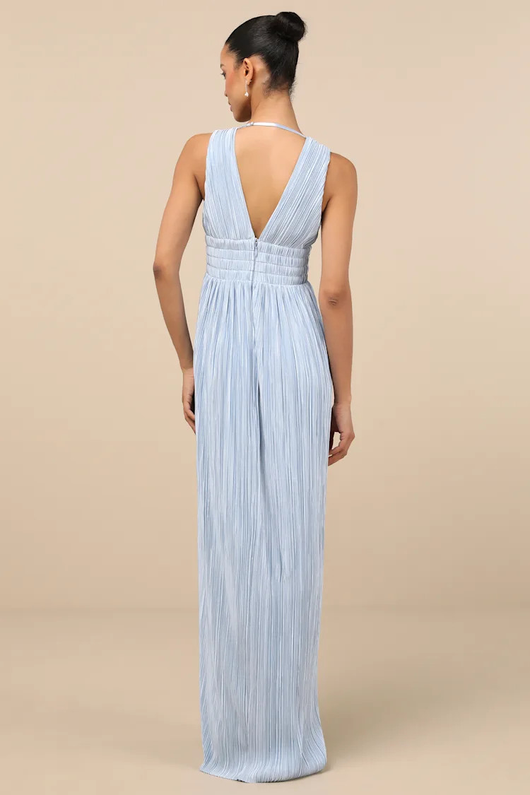 Melitta Light Blue Plisse Sash Maxi Dress | Lulus