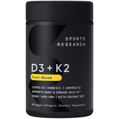 Sports Research D3 + K2, Plant-Based, 30 Veggie Softgels | Target