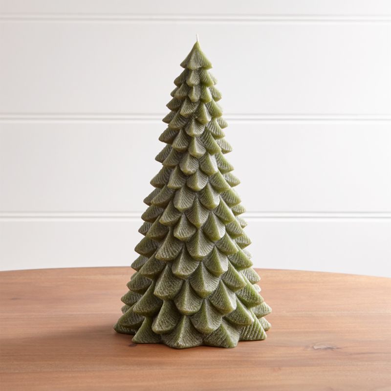 13" Green Pine Tree Candle + Reviews | Crate and Barrel | Crate & Barrel